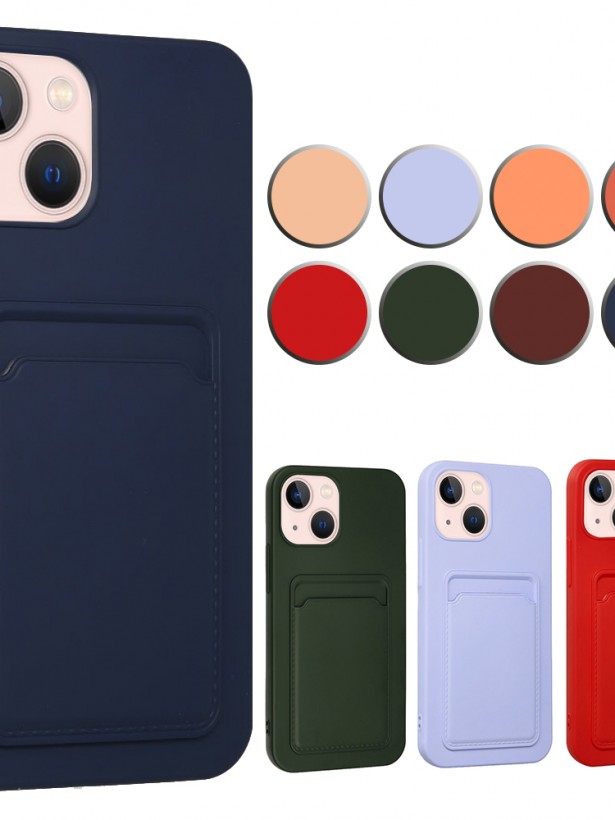 FitCase iPhone 13 Cardy Soft Kartlık Cepli Silikon Kapak