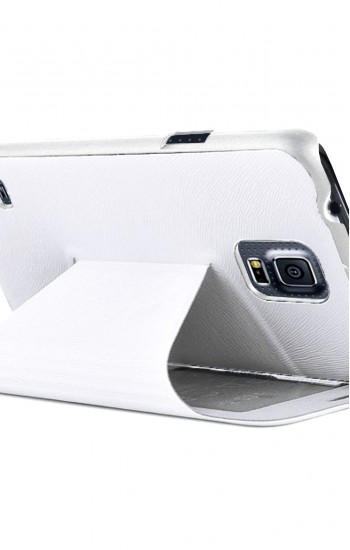 Samsung S5 G900 KALAIDENG Yan Kapaklı Standlı Kılıf Beyaz&hellip;