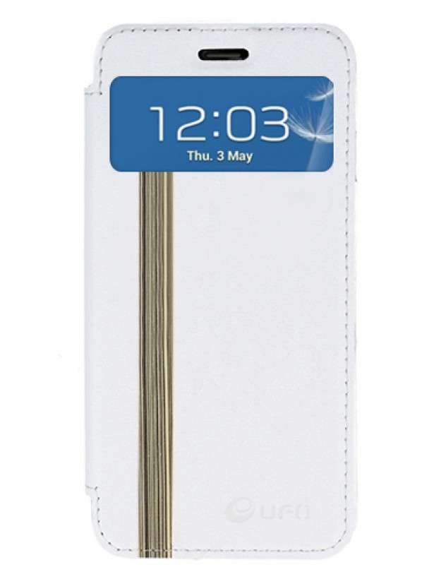 Samsung I9300 S3 inç Yan Kapaklı Standlı UFO Kılıf Beyaz