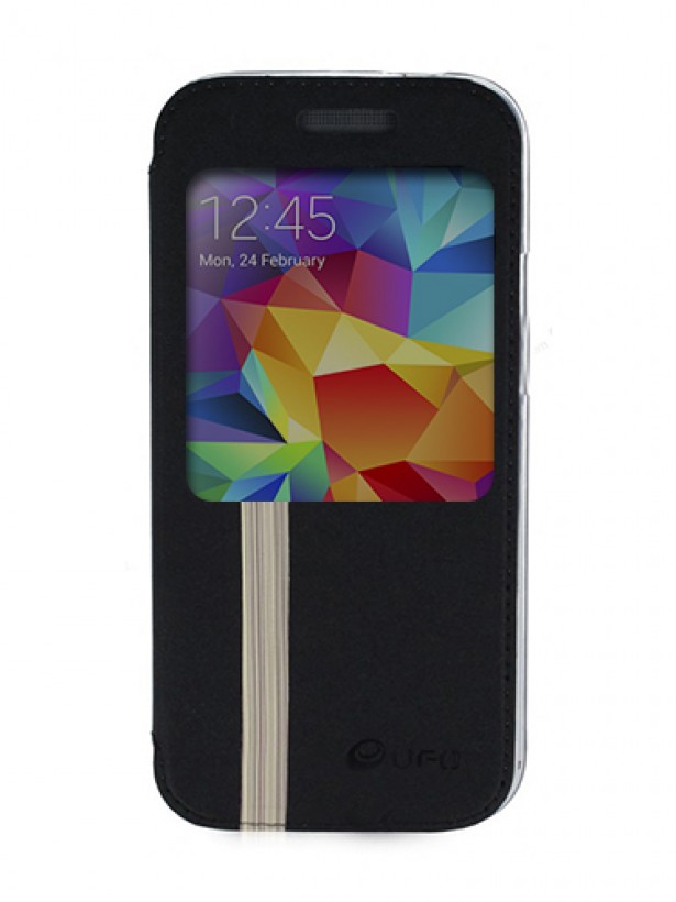 Samsung G900 S5 Yan Kapaklı Standlı UFO Kılıf Siyah