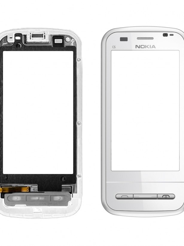 Nokia C6 (C6-00) Dokunmatik Ön Panel Çıtalı Orj - Beyaz