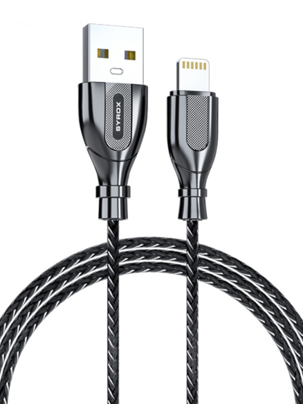 Syrox C121L Ultron Metal Lightning Örgü Data/Şarj Kablosu 2.0A 1mt Siyah