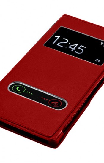 LG L80 D380 S View Dikişli Deri Çift Pencereli Kılıf Kırmızı&hellip;