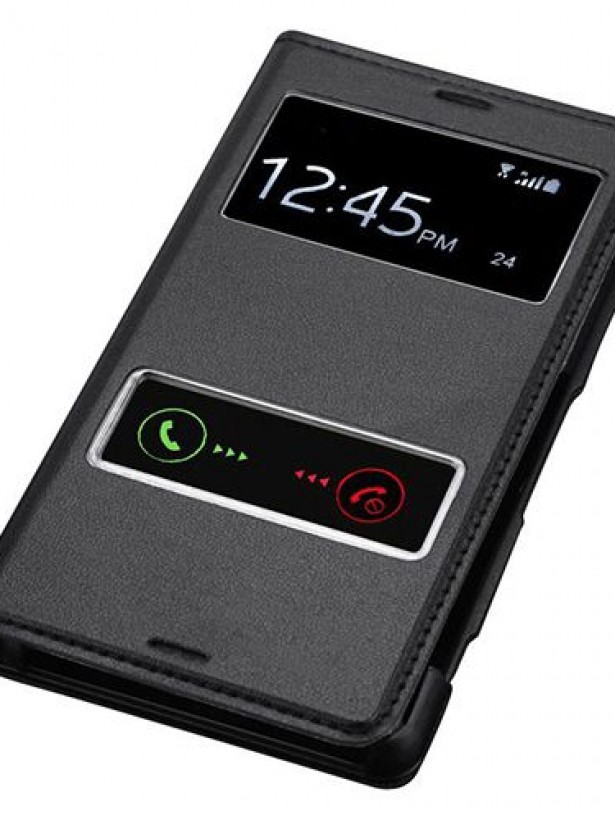 Sony Xperia Z3 Dikişli Yan Kapaklı TPU Kılıf Siyah