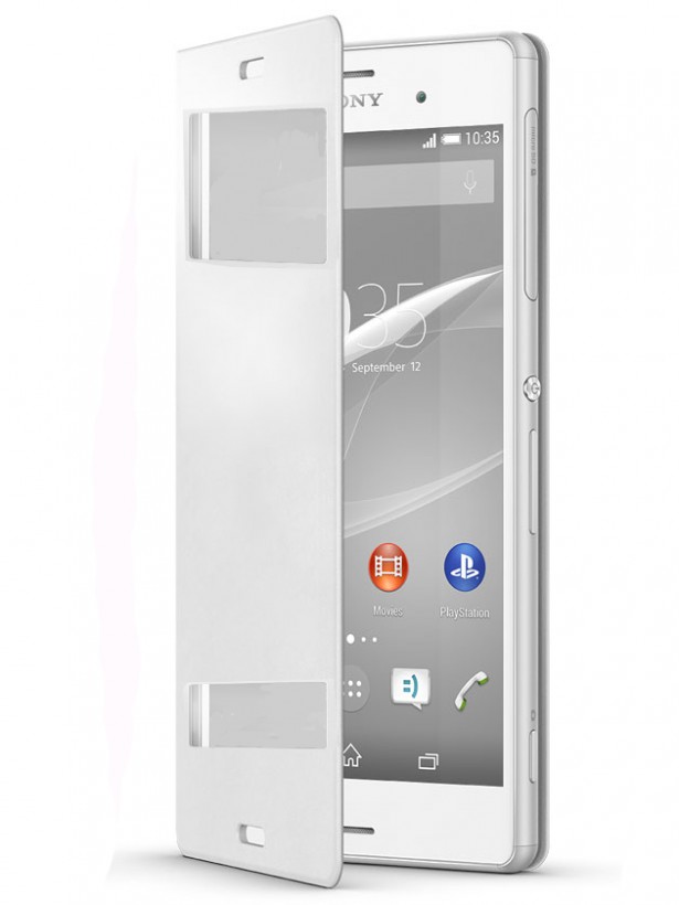 Sony Xperia Z3 Dikişli Yan Kapaklı TPU Kılıf Beyaz