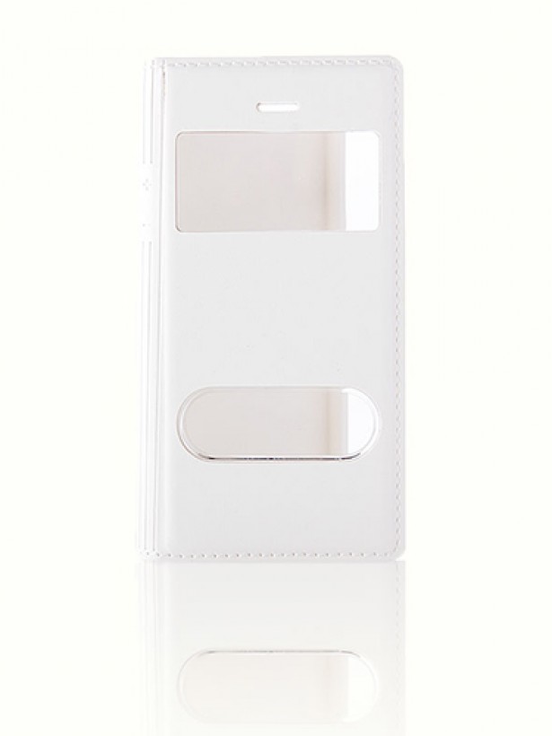 iPhone SE | 5S | 5 Dikişli Yan Kapaklı TPU Kılıf Beyaz